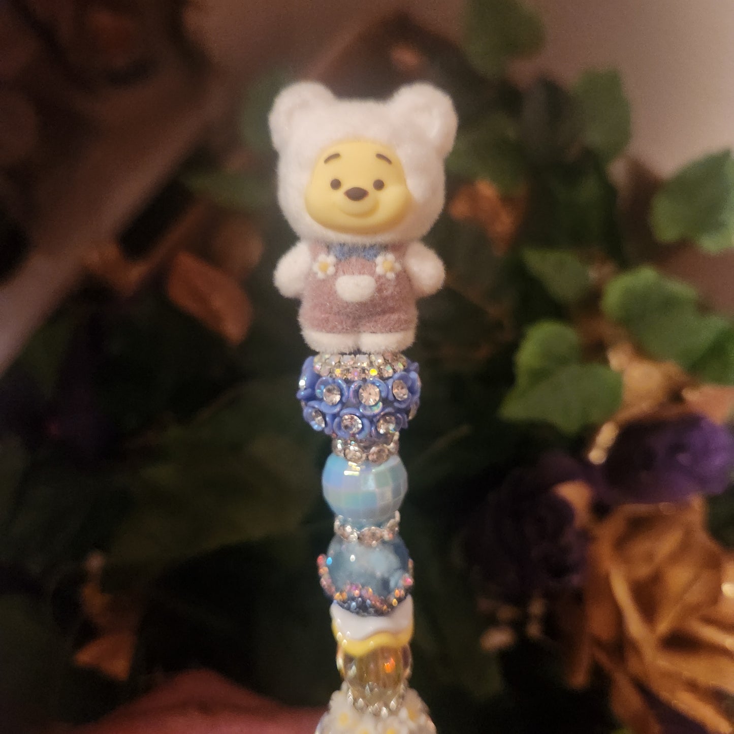 Winnie the Pooh Flocked Silver Rhinestone Pen