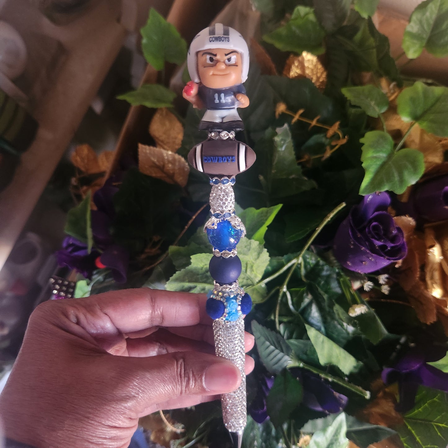 Dallas Cowboys Silver Rhinestone Pen (Premade)
