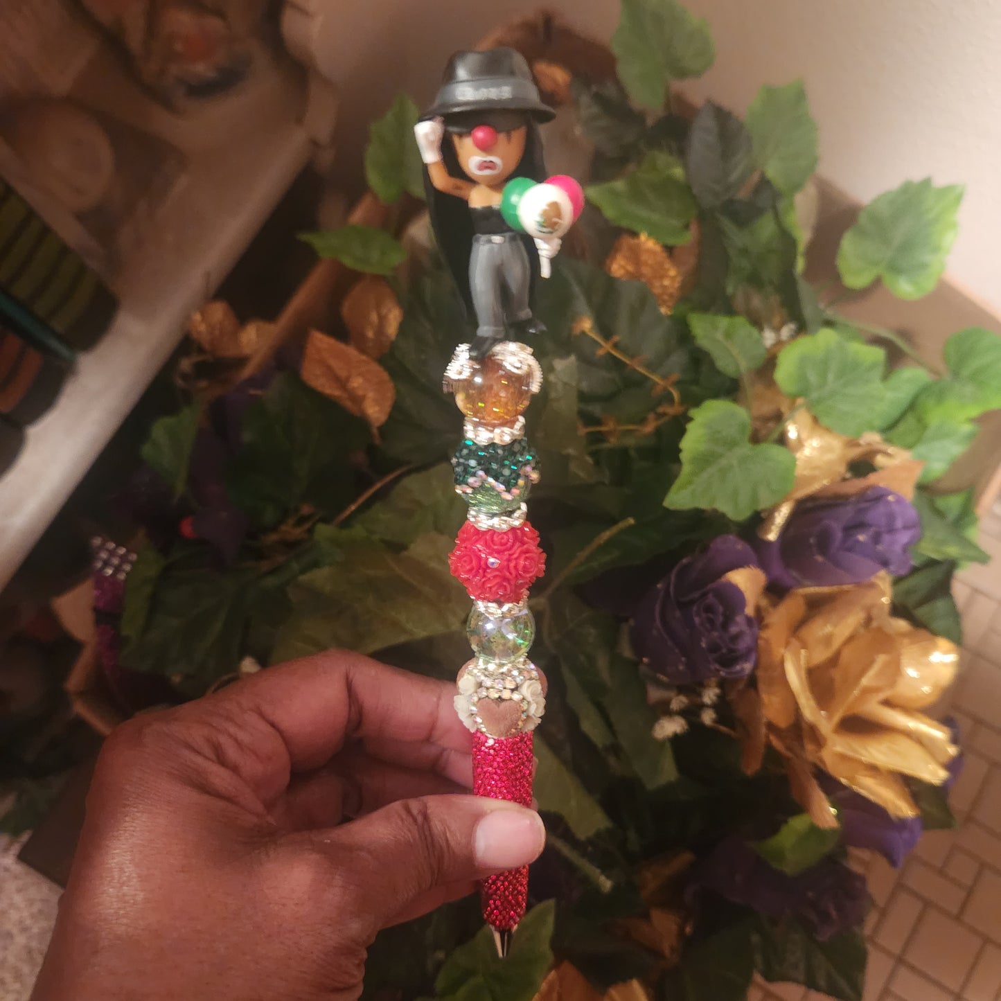 Homies Chola Red Rhinestone Pen (Premade)