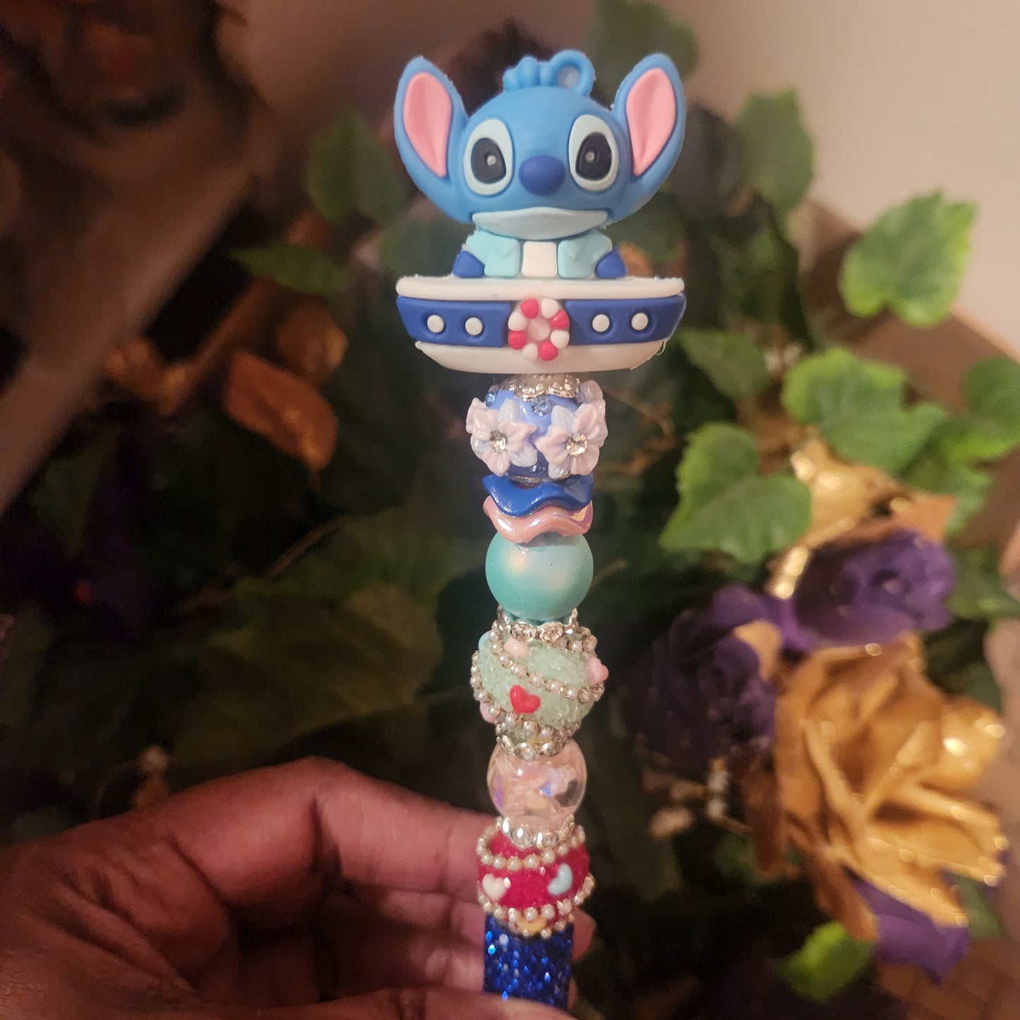 Stitch on Boat Silver Rhinestone Pen (Premade)