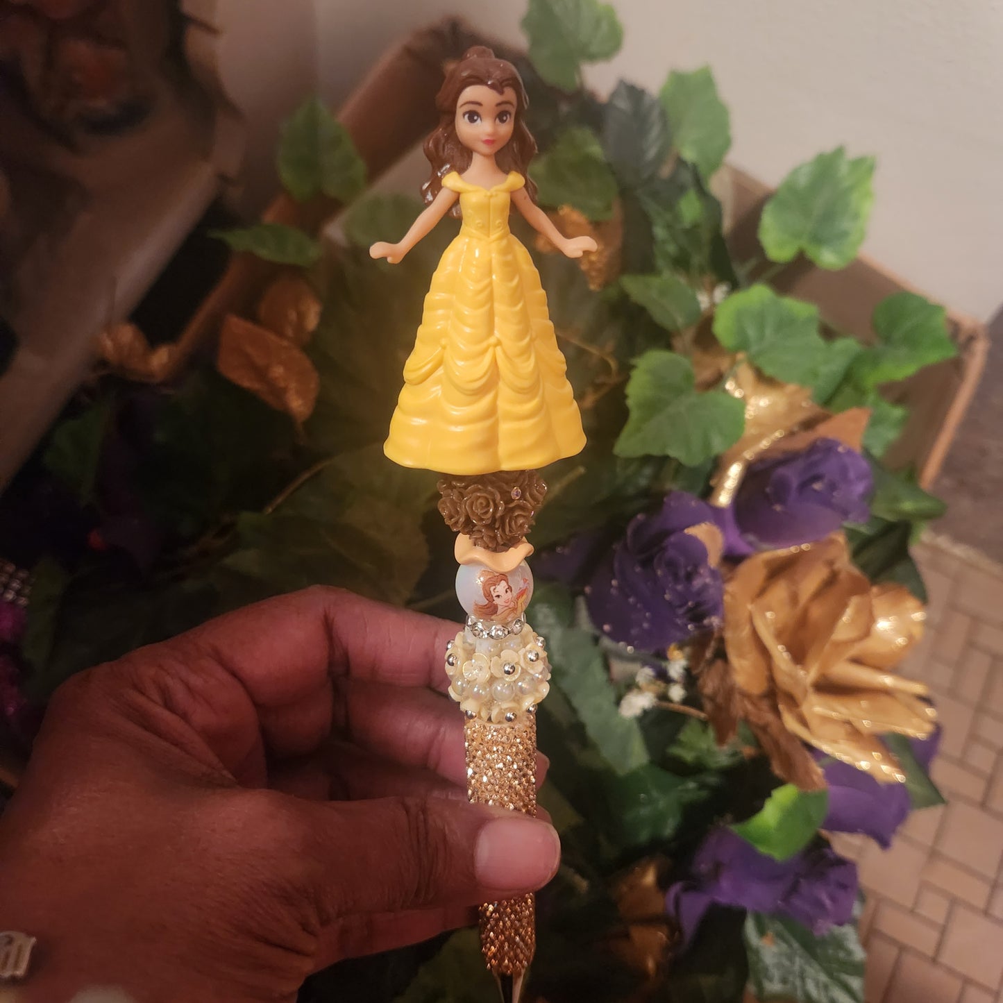 Princess Tiana Gold Rhinestone Pen (Premade)
