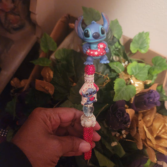 Stitch Duck Tube Red Rhinestone Pen (Premade)