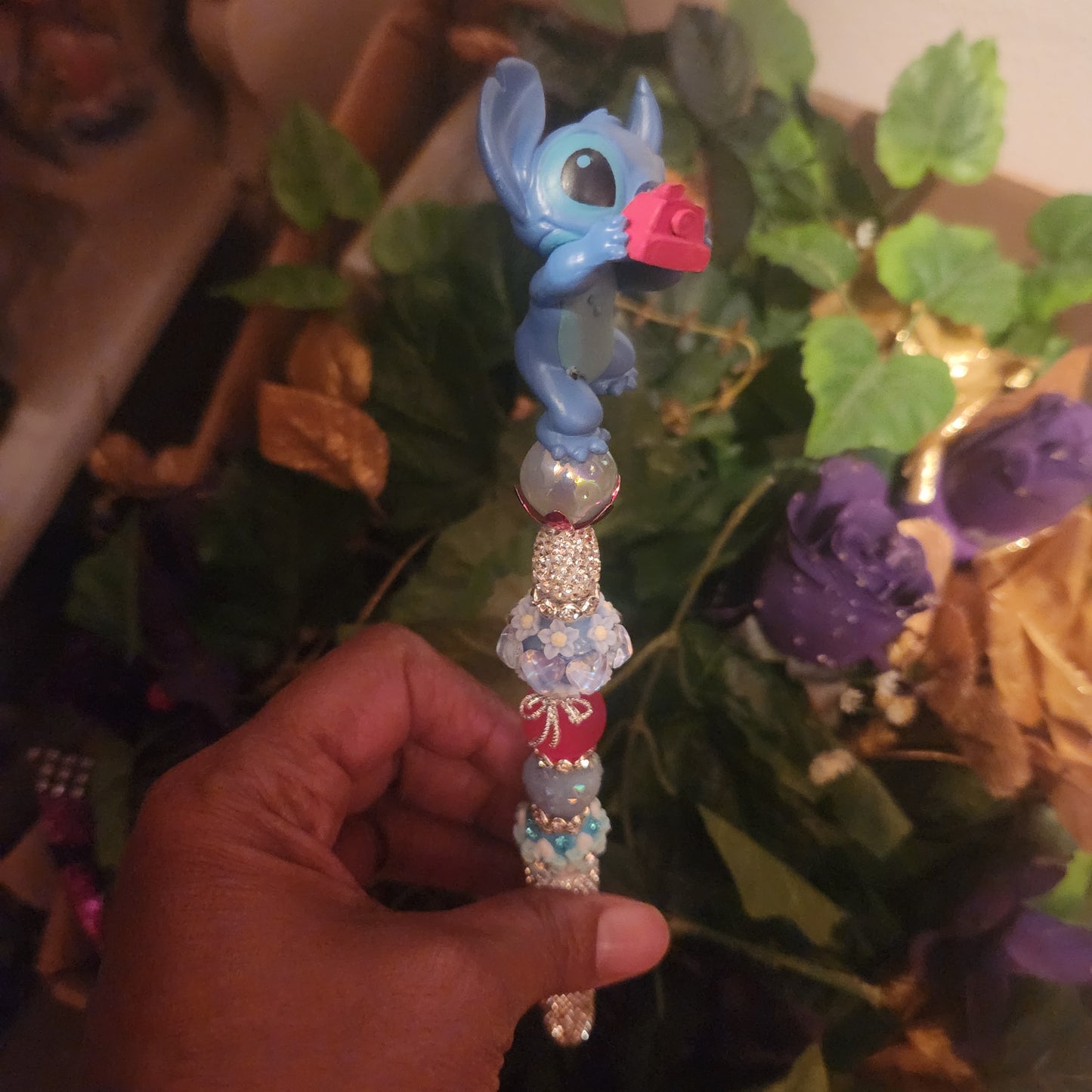 Stitch Camera Silver Rhinestone Pen (Premade)