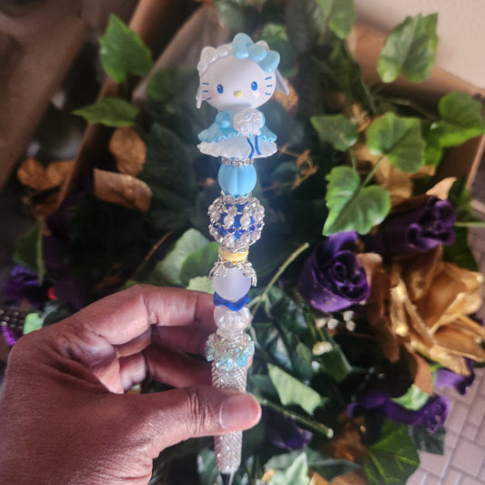 Hello Kitty Wedding Dress Silver Rhinestone Pen (Premade)